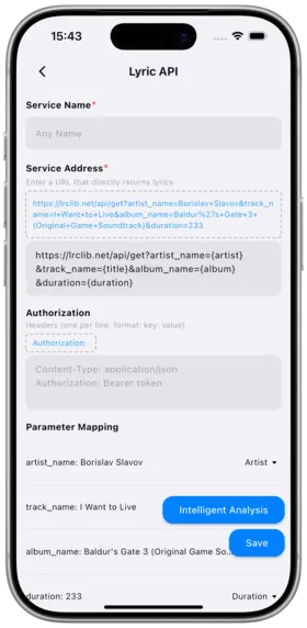 Third-party lyrics settings 1