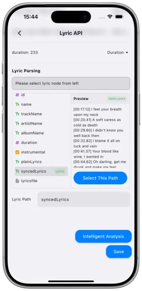Third-party lyrics settings 2
